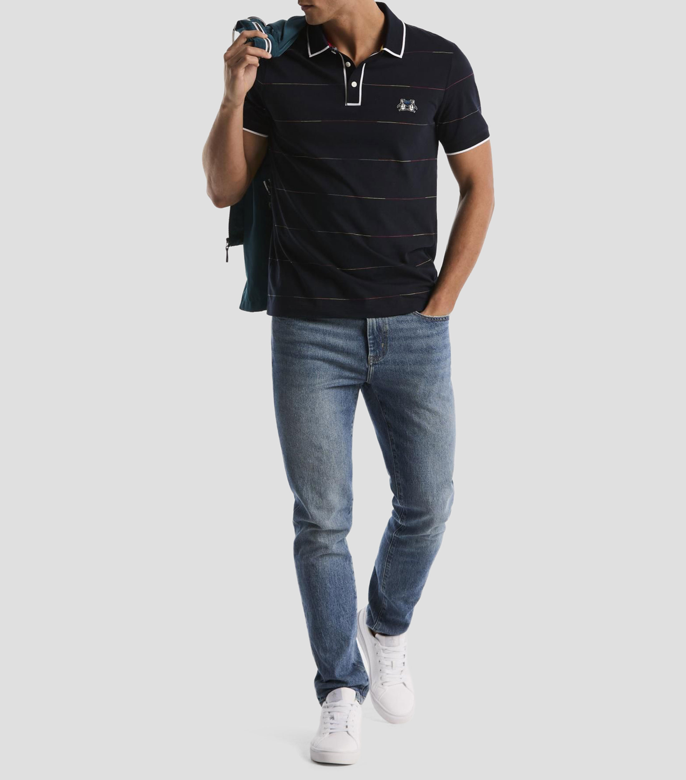 Playera tipo polo manga corta a rayas Hombre